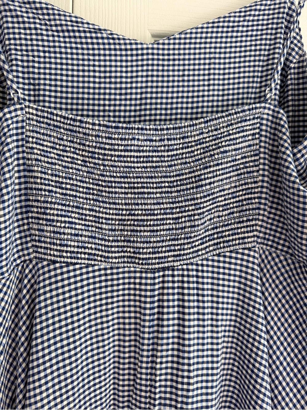 Old Navy Blue White Gingham Sundress XL Adjustable Straps Smocked Back Dress - Picture 6 of 10